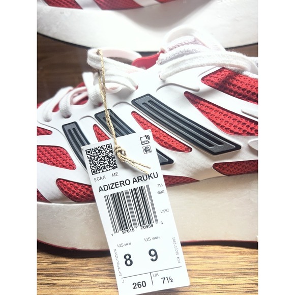 Adidas JI0308 Men's Sz 8 Women's Sz 9 White/Red Adizero Aruku Casual Shoes - Picture 5 of 16